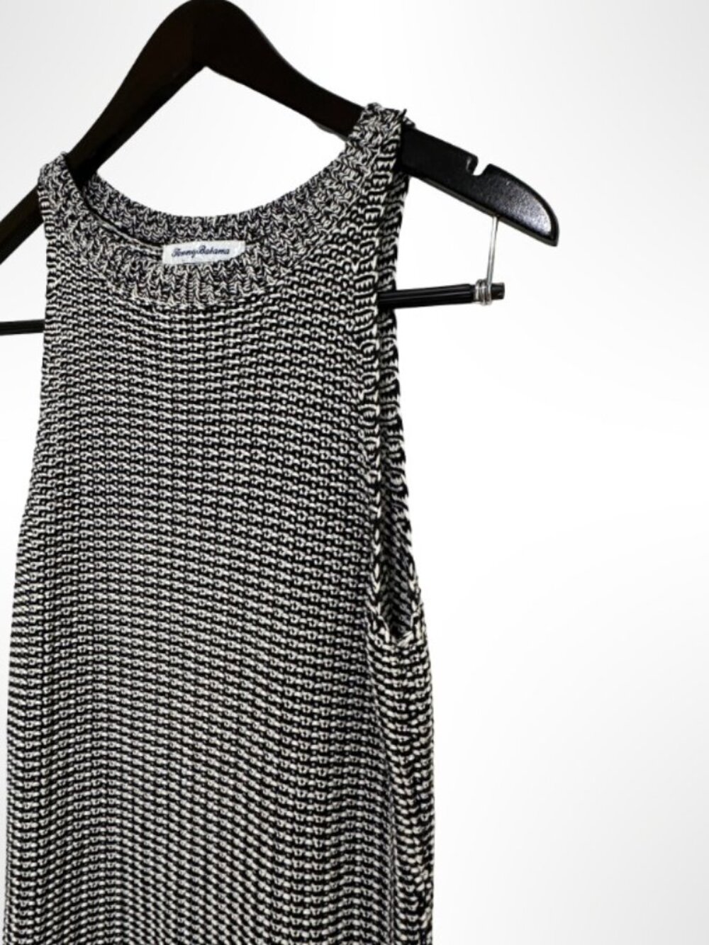 Tommy Bahama Crochet Knit Sleeveless Tunic Black White S - Picture 3 of 14